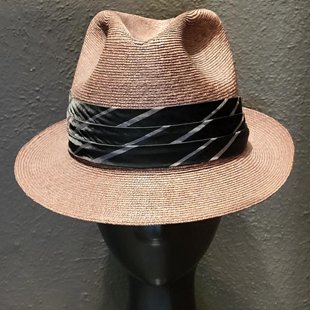 Dobb's 5th Avenue Vintage 60s Brown Straw Fedora  22.5" Circumference